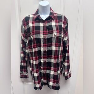 Lauren Ralph Lauren Red and Black Casual Button Down Shirt flannel Large